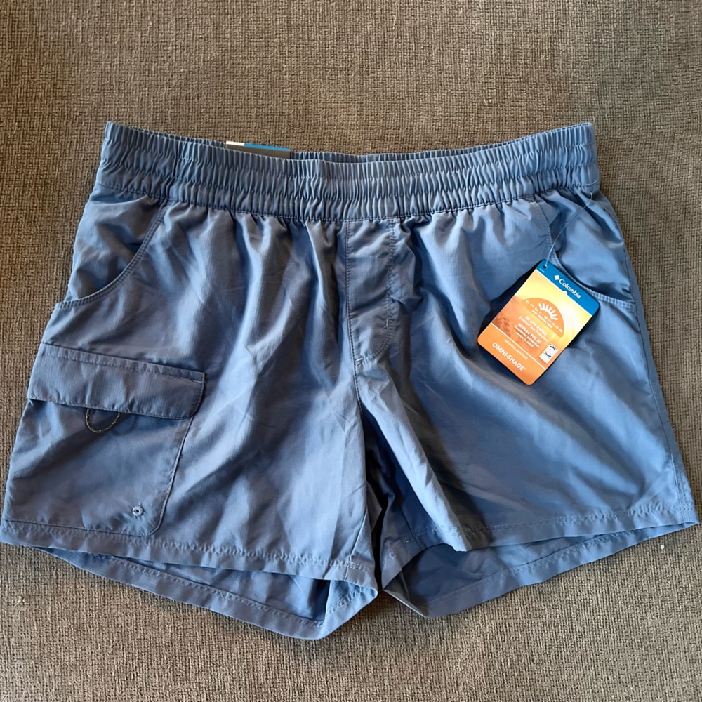 NWT Womens Columbia Size M Shorts Omni Shade Active Fit Pull On UPF Blue